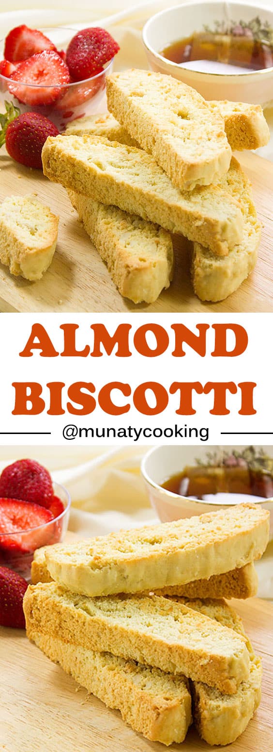 Almond Biscotti Cookies. Baked until lightly golden and crisp. These Italian Biscotti Cookies are great to dunk in your coffee or even milk. Your family will ask you to bake this often. www.munatycooking.com | @munatycooking