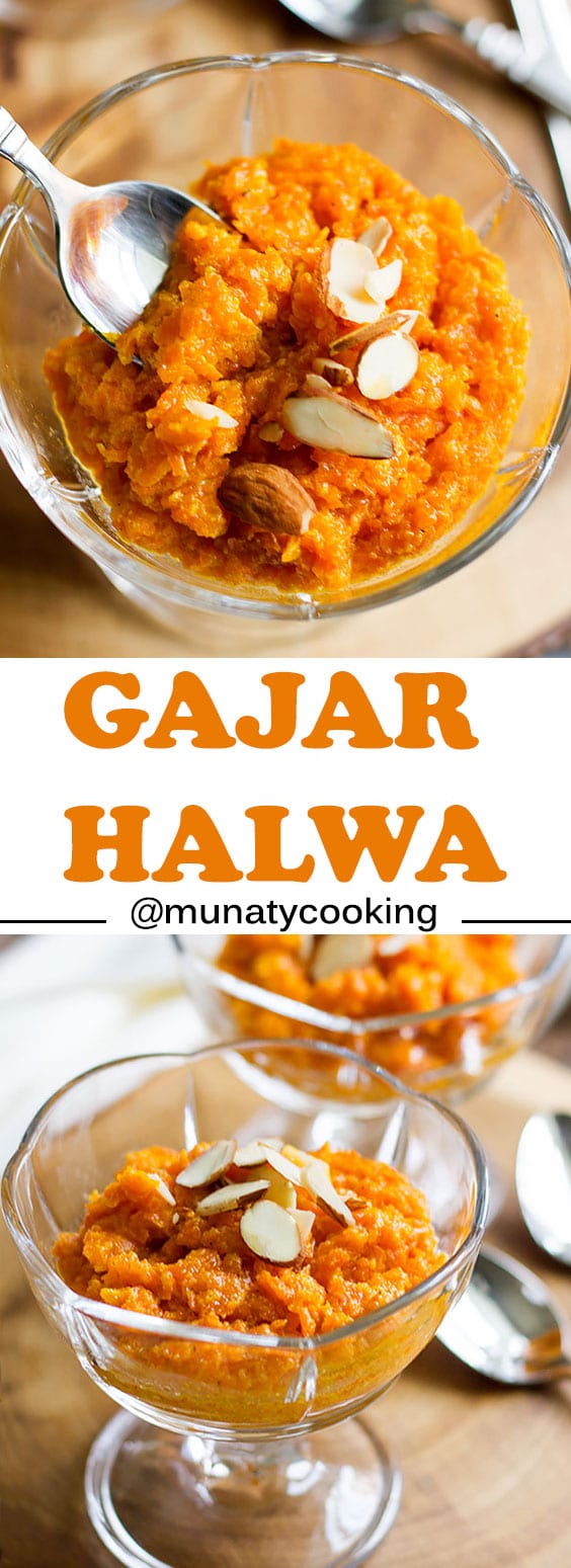 Gajar Halwa or Gajar Ka Halwa, an Indian dessert made of carrot and milk, perfumed with saffron and cardamom. Served in wedding and special occasions.