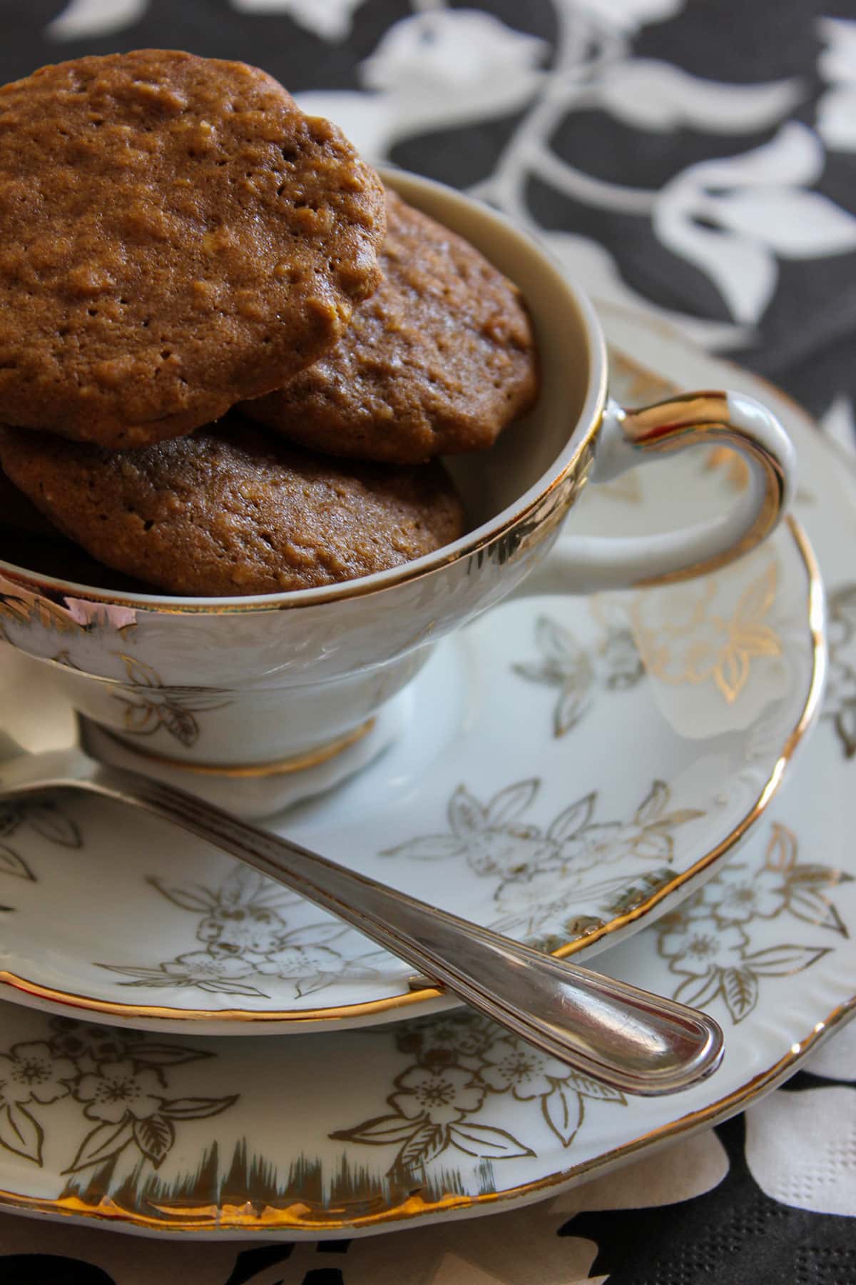 Coffee Oatmeal Cookies close up image in a cup.