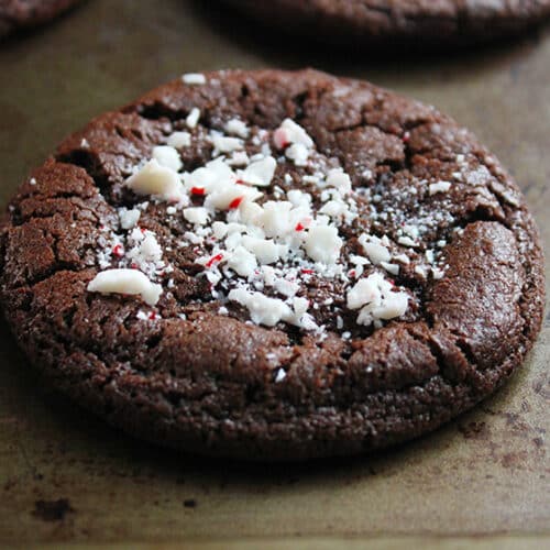 chocolate candy cane cookies