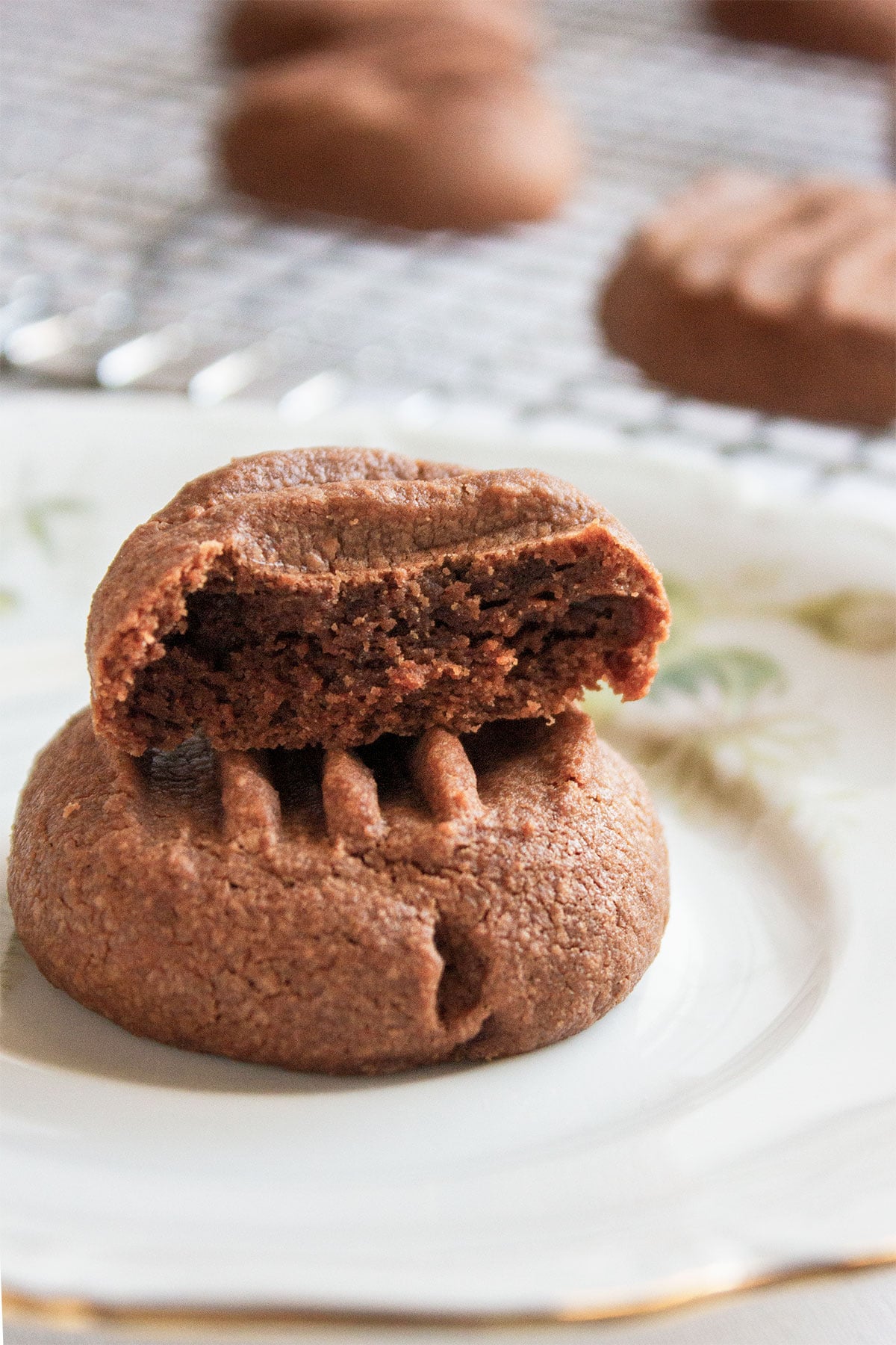 Chocolate melting moments zoomed in image. 2026