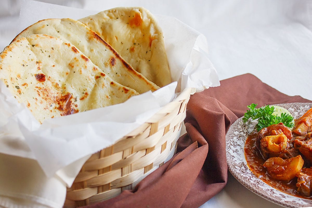 Butter Naan served with arabian lamb stew.