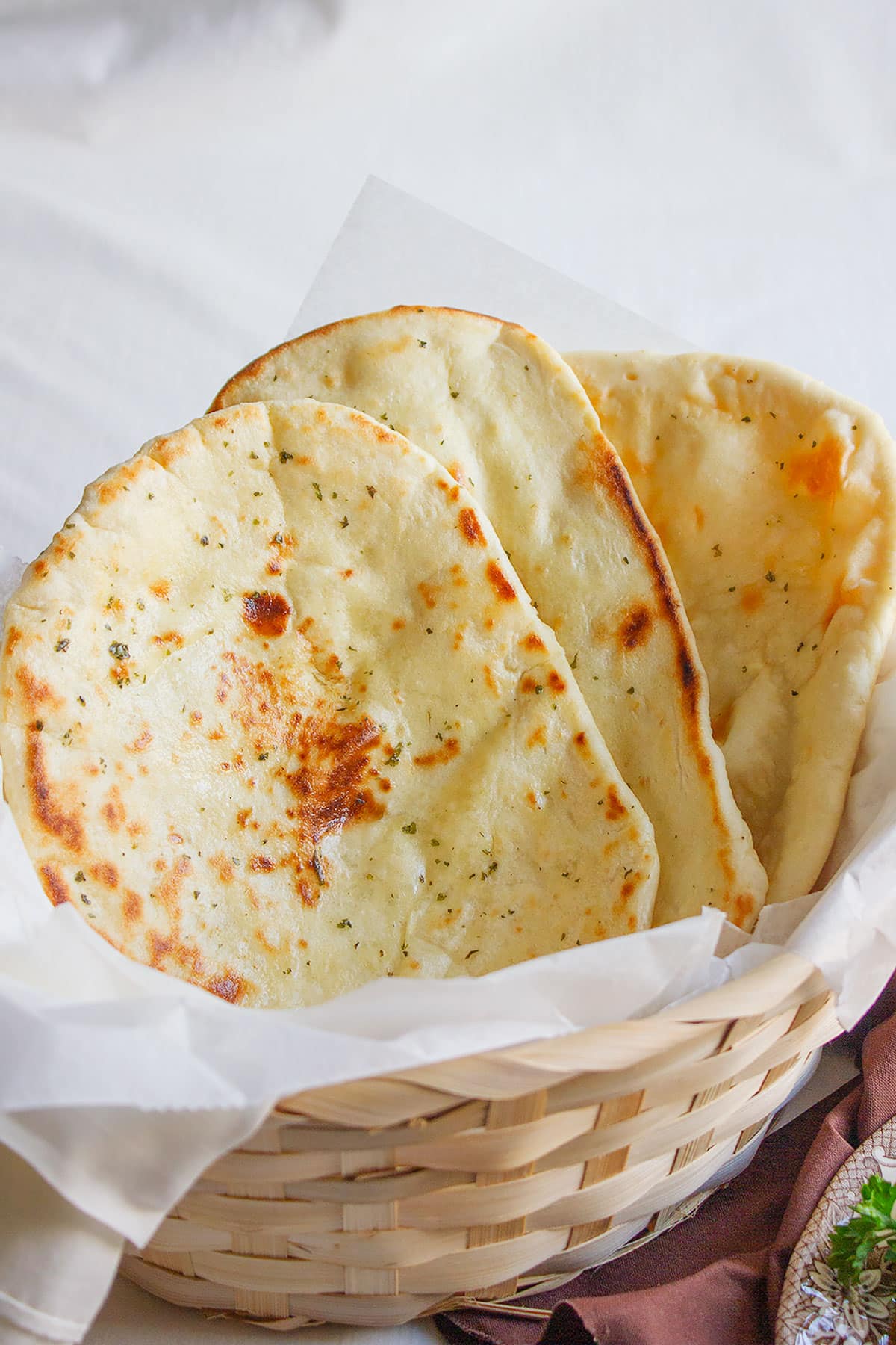 Freshly prepared Butter Naan.