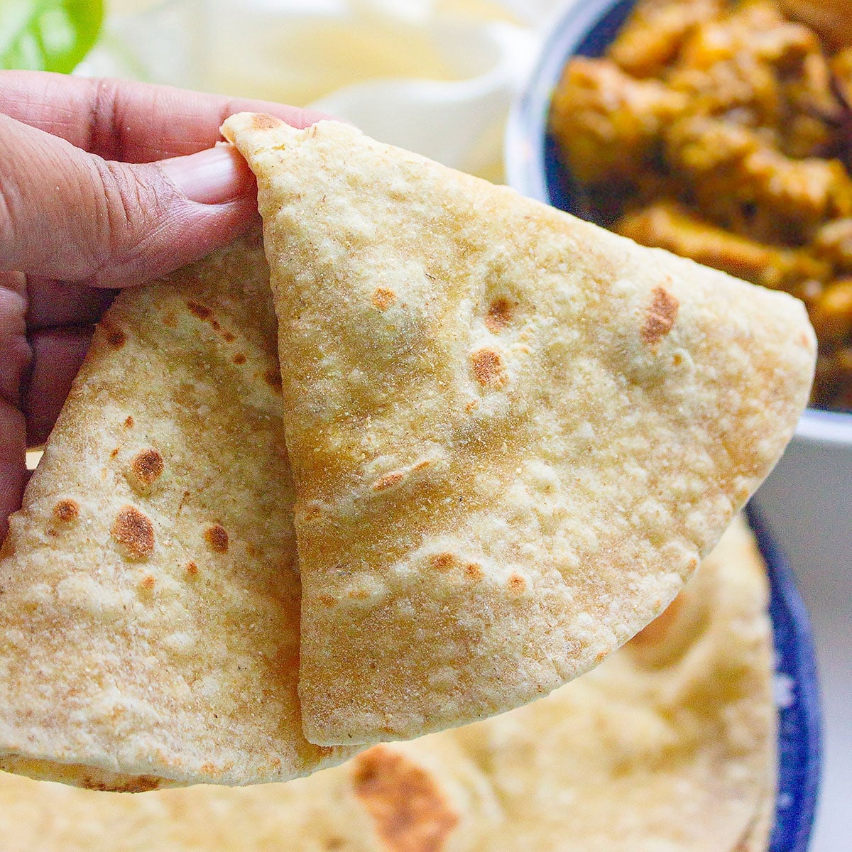 Phulka Indian flat bread that puffs on open fire.