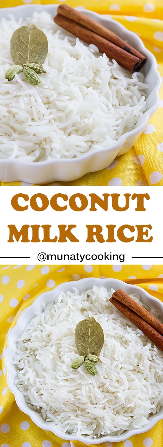 Coconut Milk Rice on Stove Top or Pressure Cooker Munaty Cooking