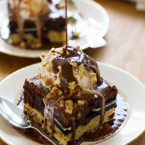 slutty brownies served on a small plate. #brownies