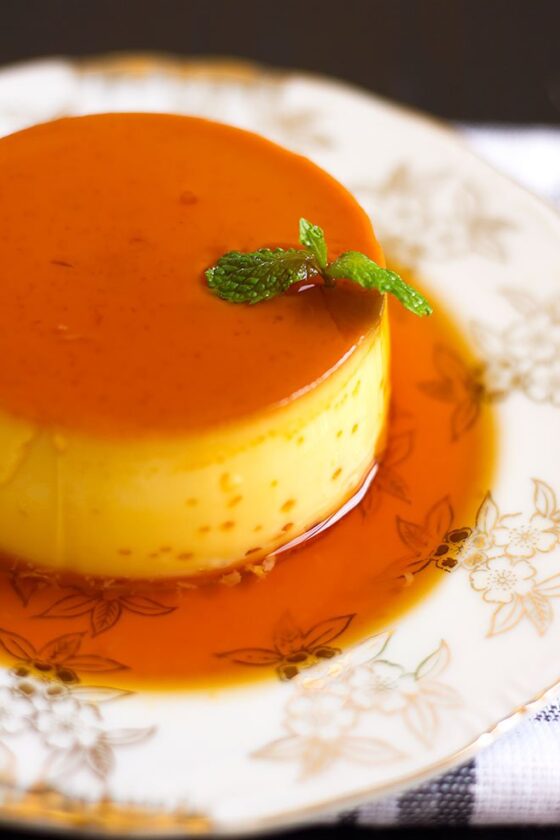 Flan Crème Caramel with Saffron and Cardamom