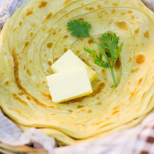 Kerala paratha with butter.