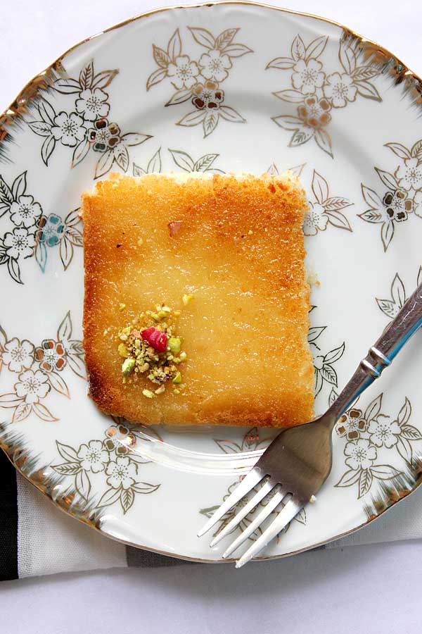 Kunafa with simple syrup.