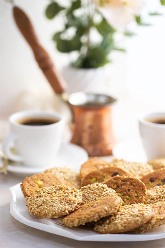 Barazek (Syrian Sesame Seed and Pistachio Cookies)