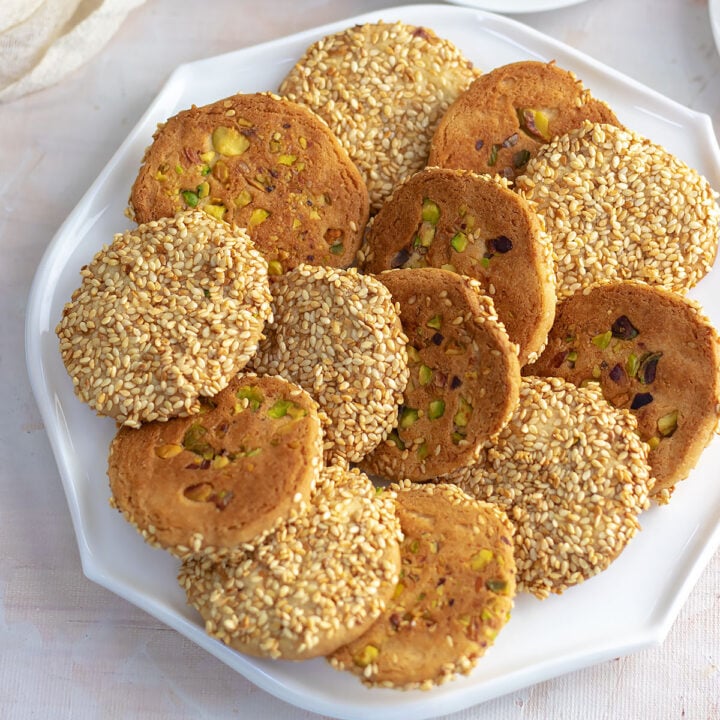 Barazek (Syrian Sesame Seed and Pistachio Cookies)