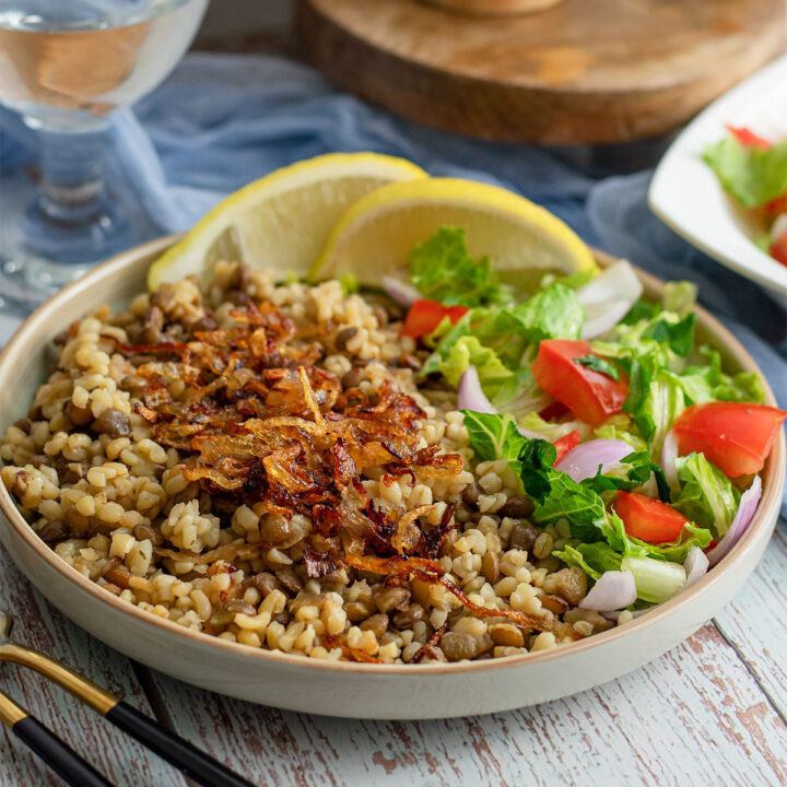 Bulgur Mujadara (Middle Eastern Lentils and Bulgur)