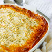 Shepherd’s Pie freshly prepared in a casserole.