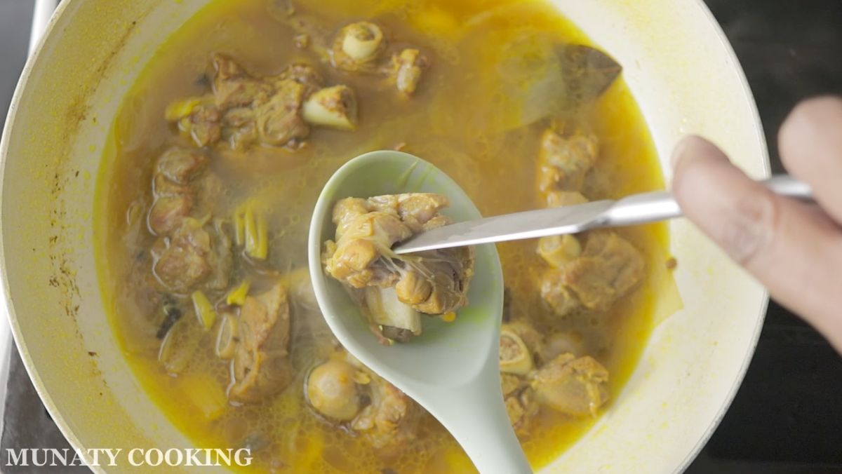 The meat stew is ready and the meat is tender.