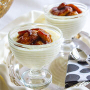 Freshly prepared Banana rice pudding served in dessert bowls.
