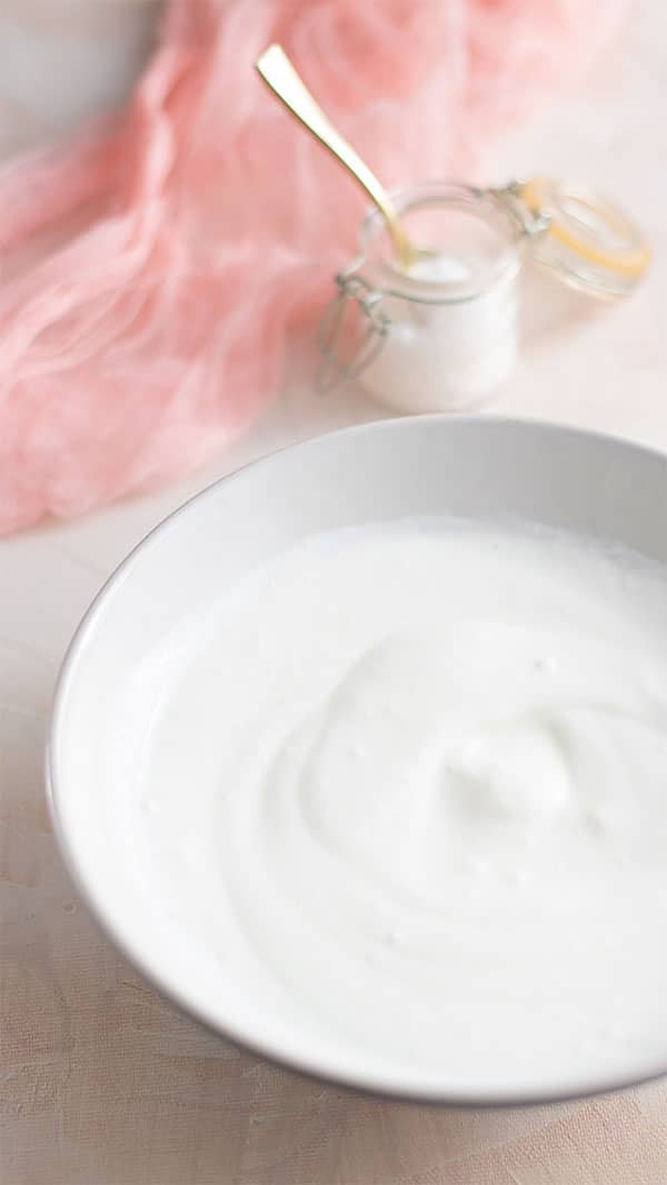 Yogurt mixed with salt to make homemade labneh.
