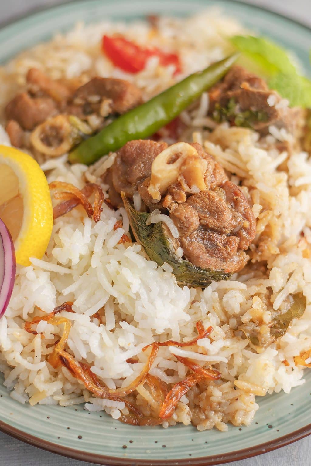 Brayani Rice White Mutton Biryani Recipe (Tender Meat and Rice)