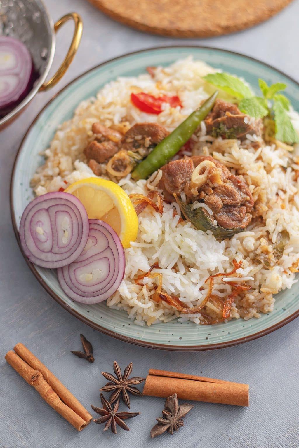Brayani Rice White Mutton Biryani Recipe (Tender Meat and Rice)